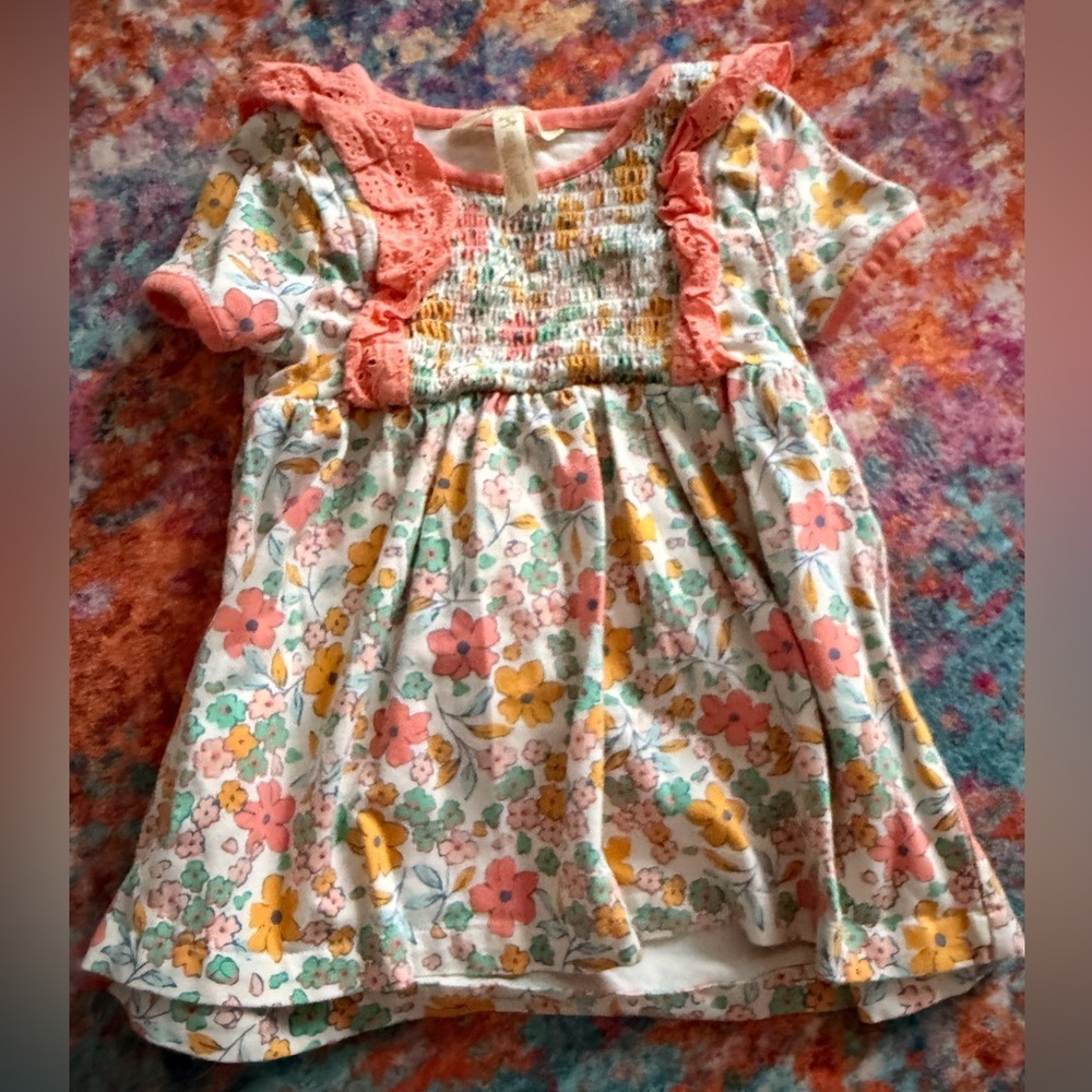 Matilda Jane Ruched Blouse with Pastel Flowers and Shoulder Ruffles
